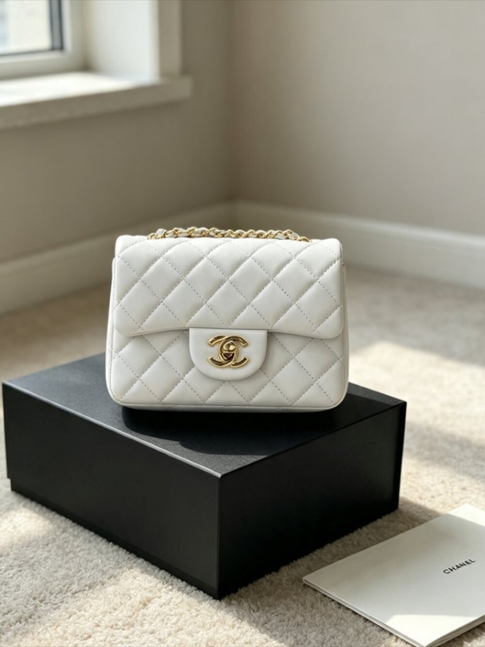 Chanel White Leather Handbag